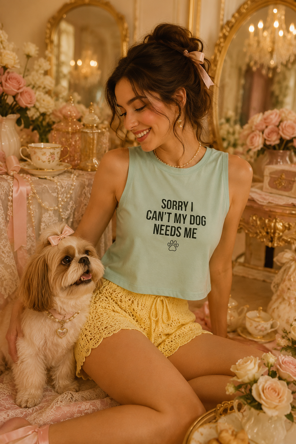 Sorry I Can't My Dog Needs Me Crop Tank | Funny Dog Mom Crop Top | FureverLoved