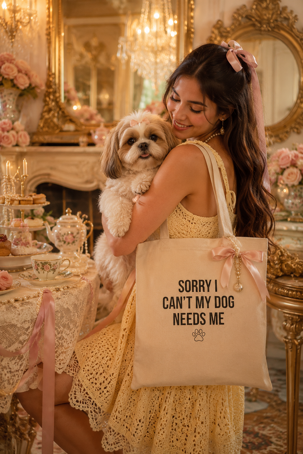 Sorry I Can't My Dog Needs Me Tote Bag | Funny Dog Mom Canvas Bag | FureverLoved
