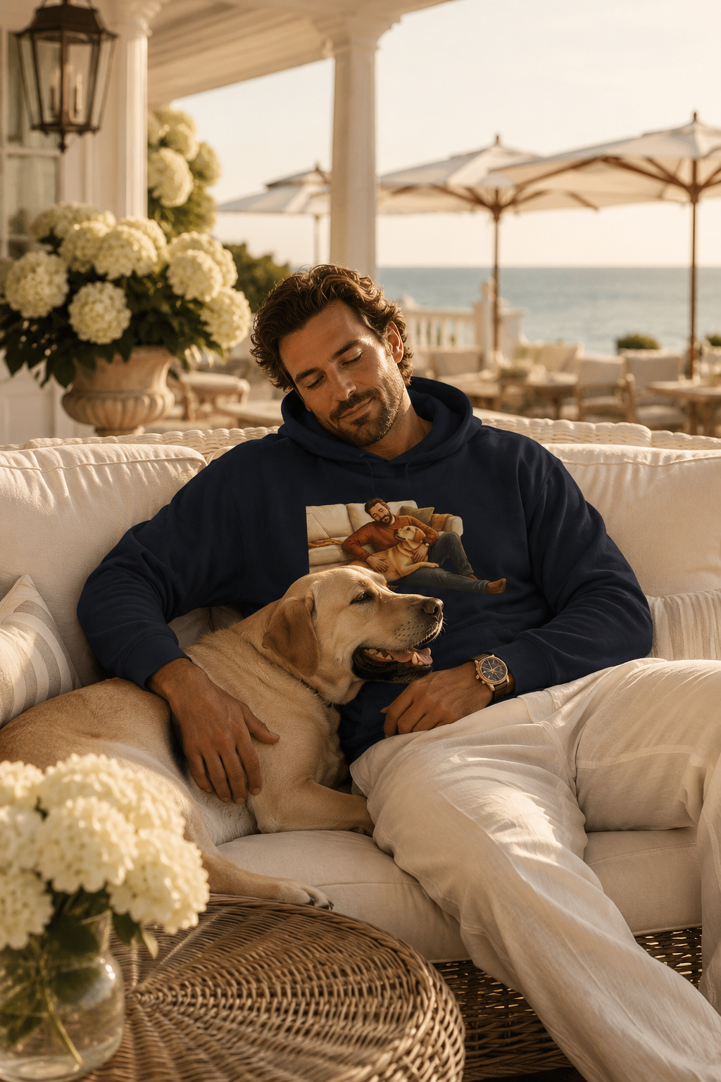 Dog Dad Hoodie — Man & His Lab Couch Cuddles | Cozy Labrador Dad Sweatshirt | FurEverLoved