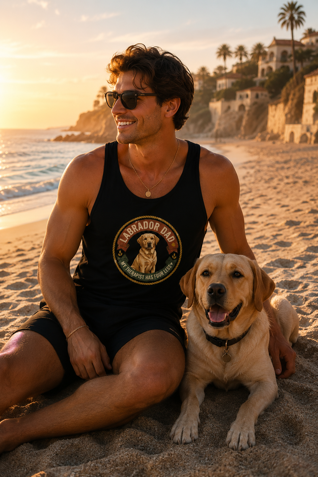 Labrador Dad Tank Top — My Therapist Has Four Legs | Vintage Badge Lab Dad Gift | FurEverLoved