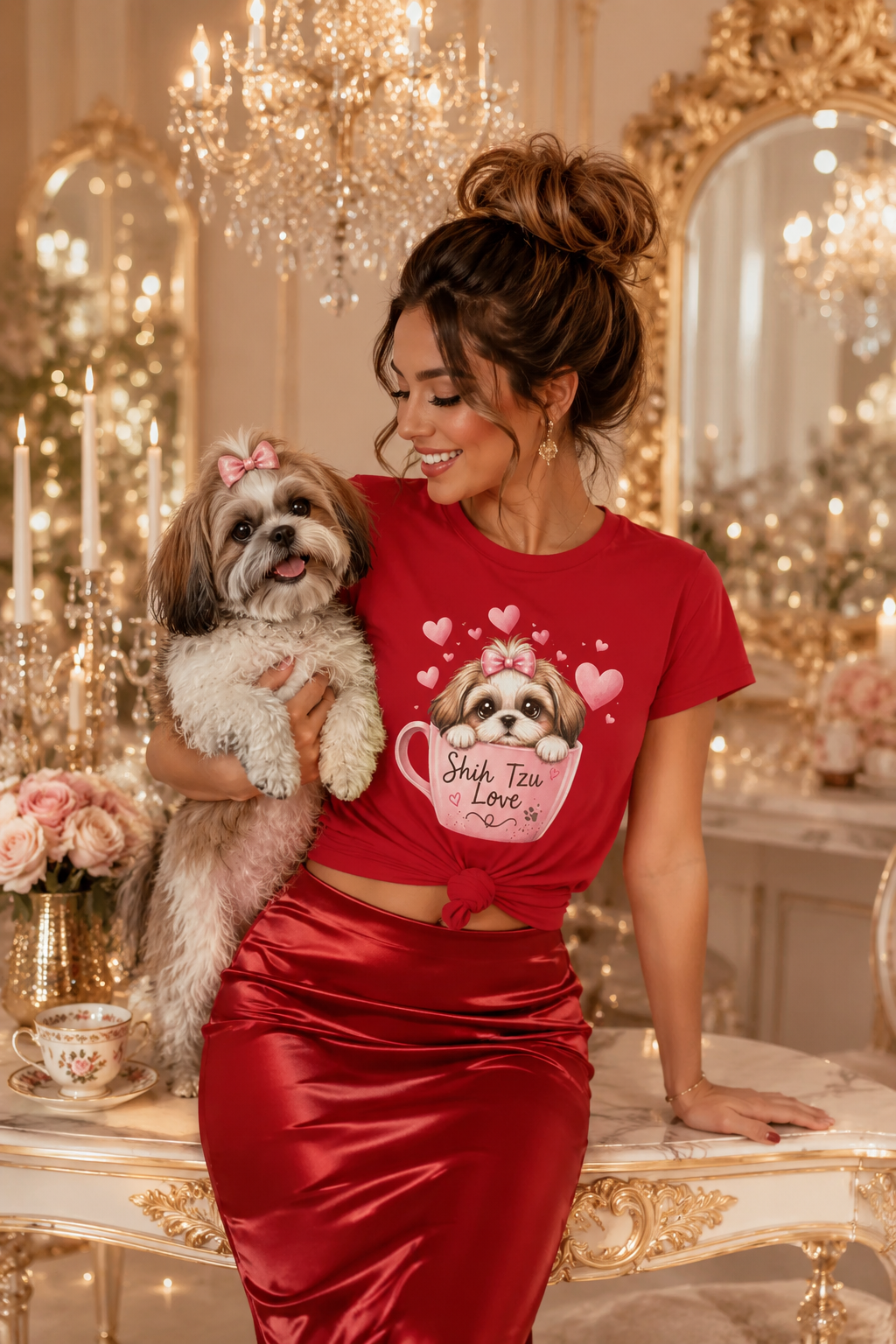 Shih Tzu Love T-Shirt — Kawaii Coquette Dog Mom Tee | FurEverLoved