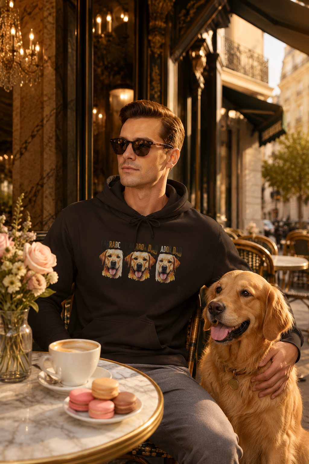 Labrador Dad Hoodie — Cute Yellow Lab Trio Pullover | Triple Lab Portrait Sweatshirt | FurEverLoved